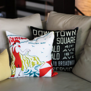 city-inspired bus scroll vancouver pillows